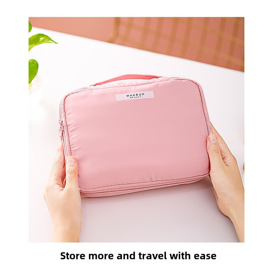 Large Capacity Waterproof Makeup Bag with Compartments - Portable Travel Toiletry & Cosmetic Storage Organizer -dropshippingabc.com