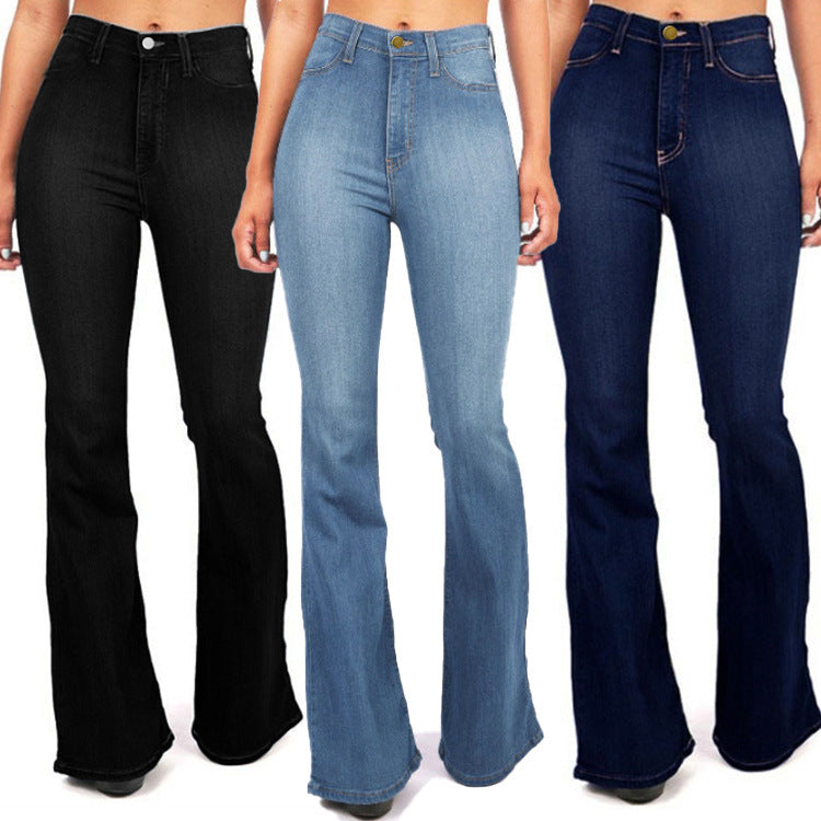 Plus Size Bell Bottom Jeans for Women - Slim Fit Long Denim Pants & Flared Trousers -dropshippingabc.com