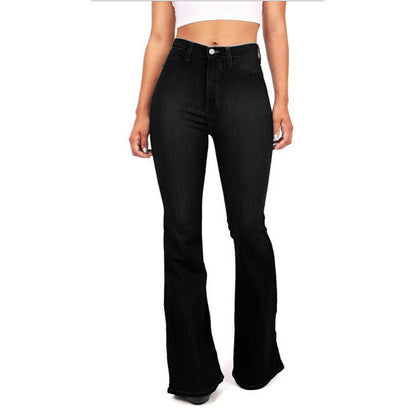 Plus Size Bell Bottom Jeans for Women - Slim Fit Long Denim Pants & Flared Trousers -dropshippingabc.com