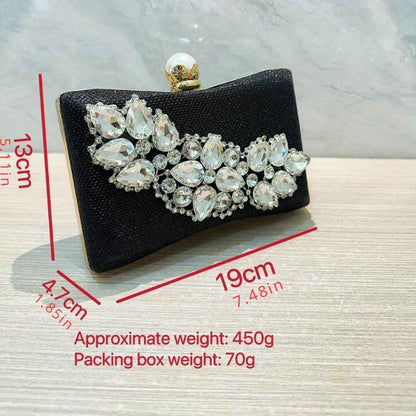 Rhinestone Evening Clutch Purse - Detachable Crossbody Chain Wedding & Birthday Party Dinner Bag Party Dinner Bag