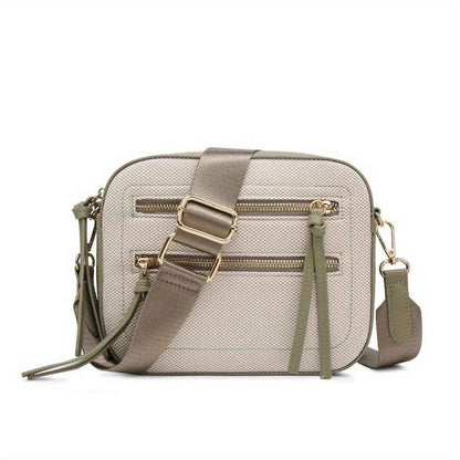 Small Crossbody Purse - Contrast Color Square Bag with Front Zipper Pockets