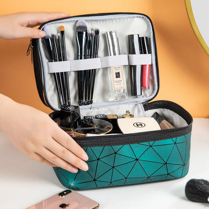 Clear Double-Layer Cosmetic Bag - Large Waterproof Makeup & Toiletry Organizer for Travel, Gym, College -dropshippingabc.com