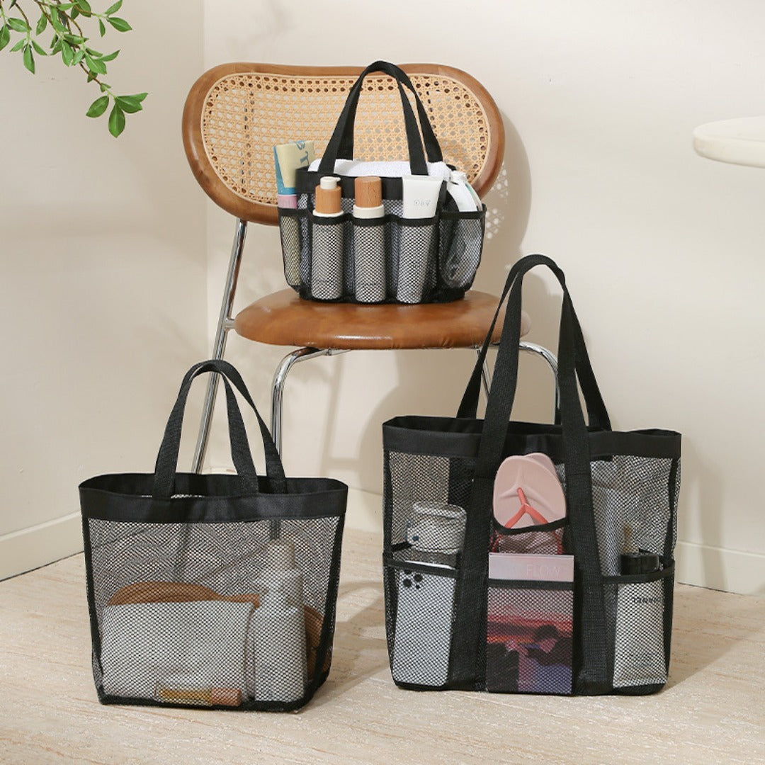 Large Capacity Mesh Shower Tote Bag - Portable Foldable Beach & Travel Bag for Wet and Dry Storage -dropshippingabc.com