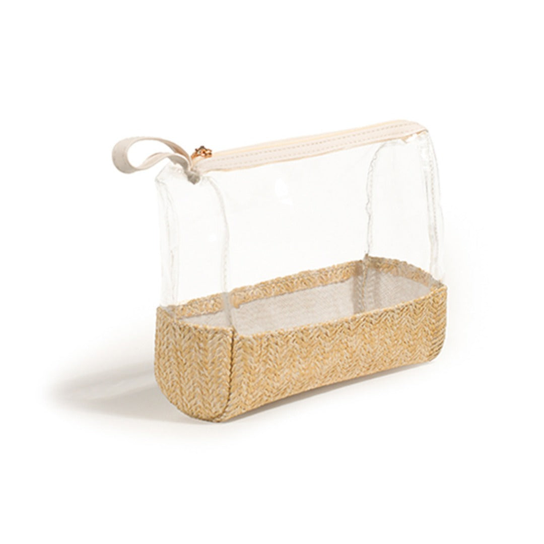 Ladies straw wristlet purse, Cosmetics storage bag transparent, toiletries storage bag, Transparent Cosmetic Bag, -dropshippingabc.com