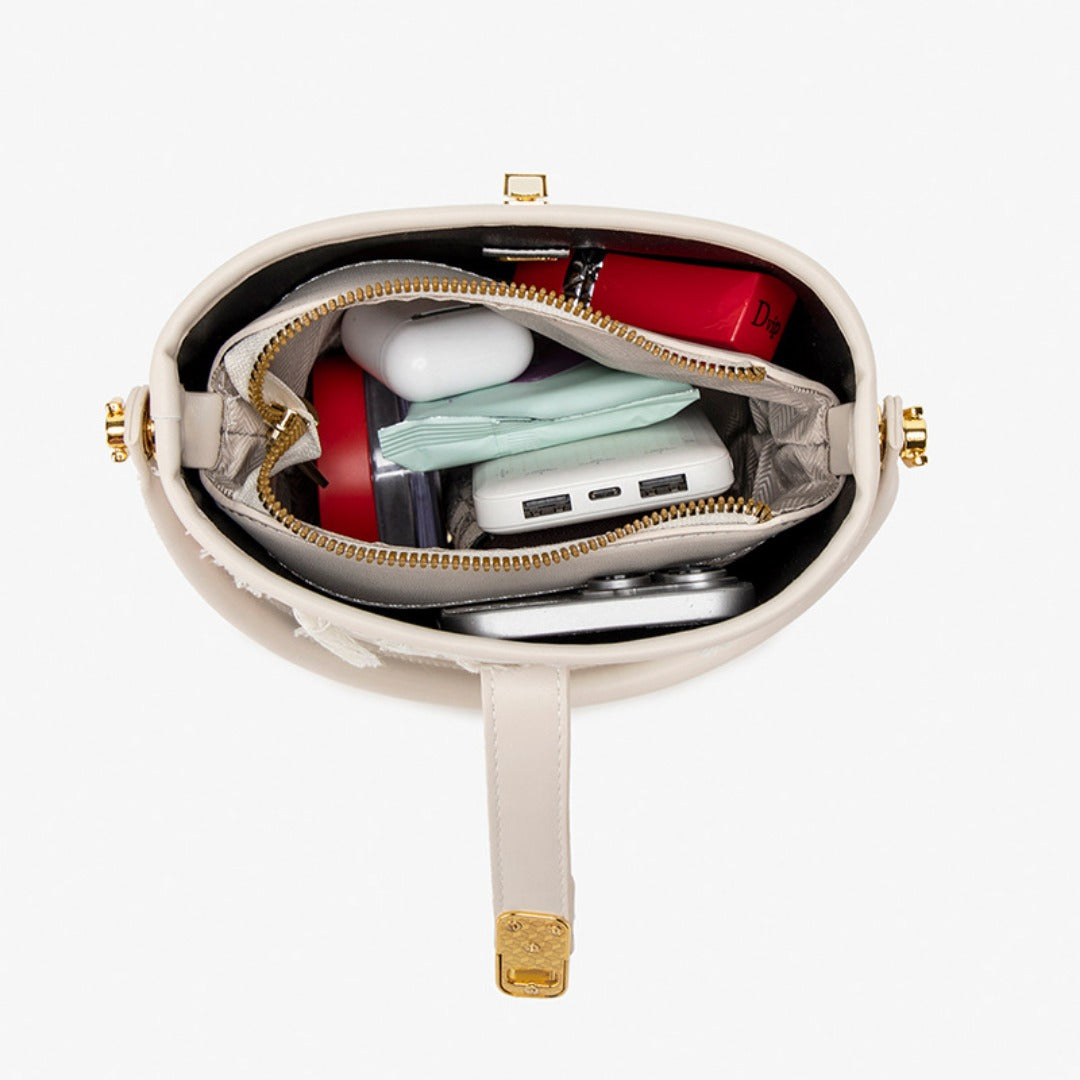 Small Casual Bucket Crossbody Bag - Washed Canvas Simple Handbag, Versatile Commuter Shoulder Tote -dropshippingabc.com