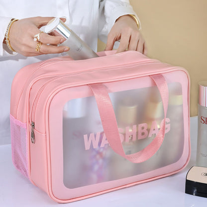 Dry & Wet Separation PVC Transparent Beach Bag - Double-Layer Portable Travel Toiletry Bag with Compartments -dropshippingabc.com