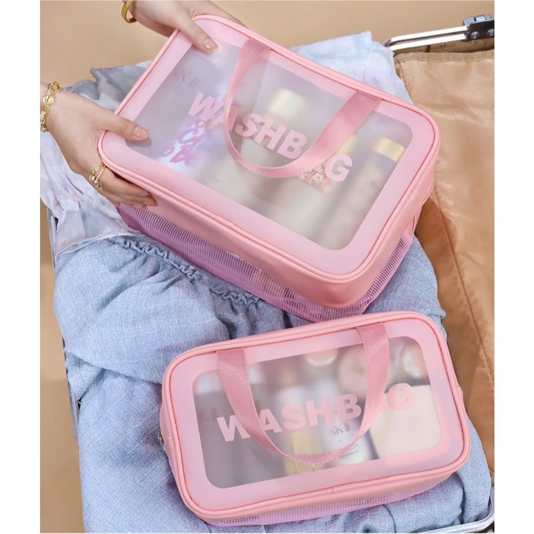 Dry & Wet Separation PVC Transparent Beach Bag - Double-Layer Portable Travel Toiletry Bag with Compartments -dropshippingabc.com