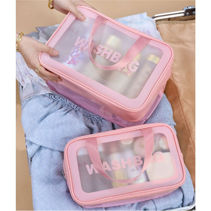 Dry & Wet Separation PVC Transparent Beach Bag - Double-Layer Portable Travel Toiletry Bag with Compartments -dropshippingabc.com