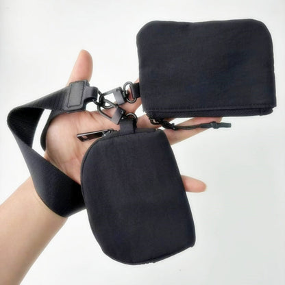 Waterproof Nylon ID Bag - Double Bag Multi-function Wristlet Wallet with Keychain for Women -dropshippingabc.com