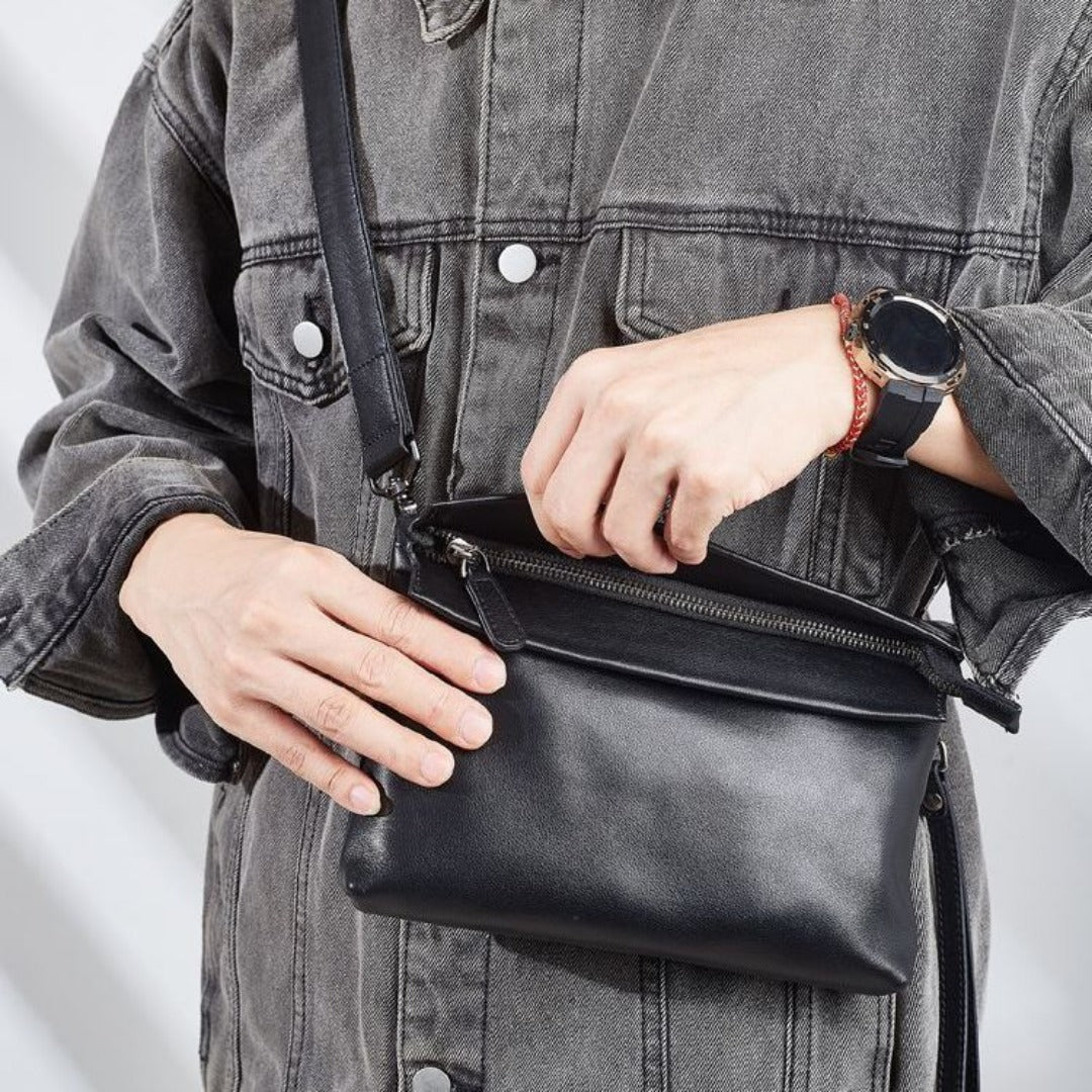 Vegan Leather Small Crossbody Bag - Chest Purse & Fanny Pack for Men -dropshippingabc.com