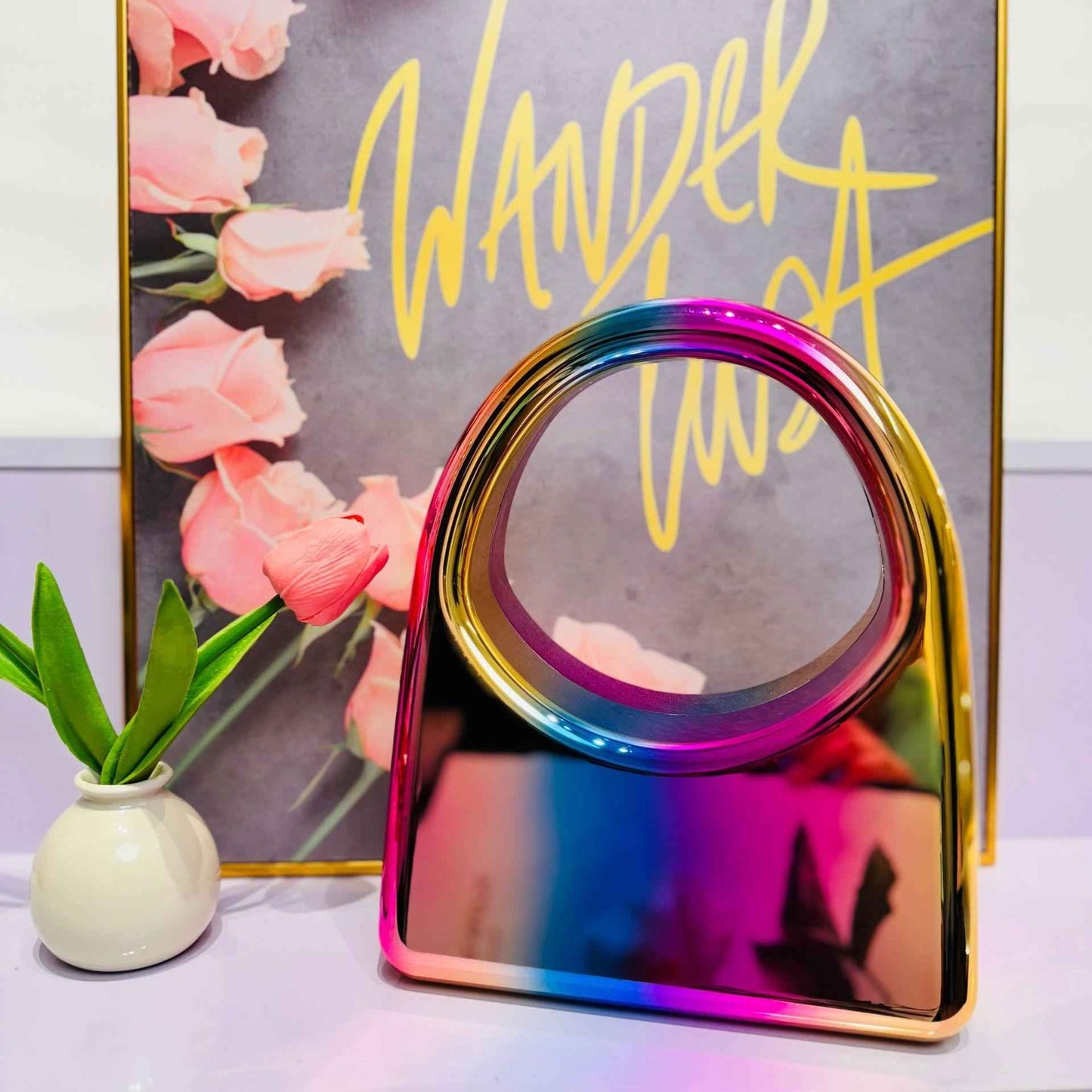 Acrylic Evening Bag with Metal Top Handle - Prom Clutch Purse with Detachable Crossbody Chain