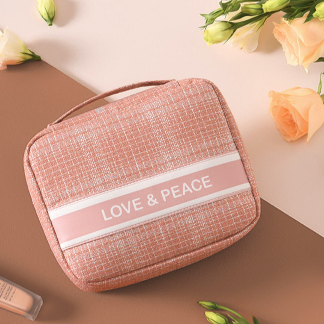 Small Square Makeup Bag - Compact Travel Cosmetic Organizer & Portable Storage Pouch -dropshippingabc.com