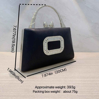 Gold & Silver Clutch Purses with Leather Base - Metal Top Handle Ladies Evening Bag for Party Prom Dinner