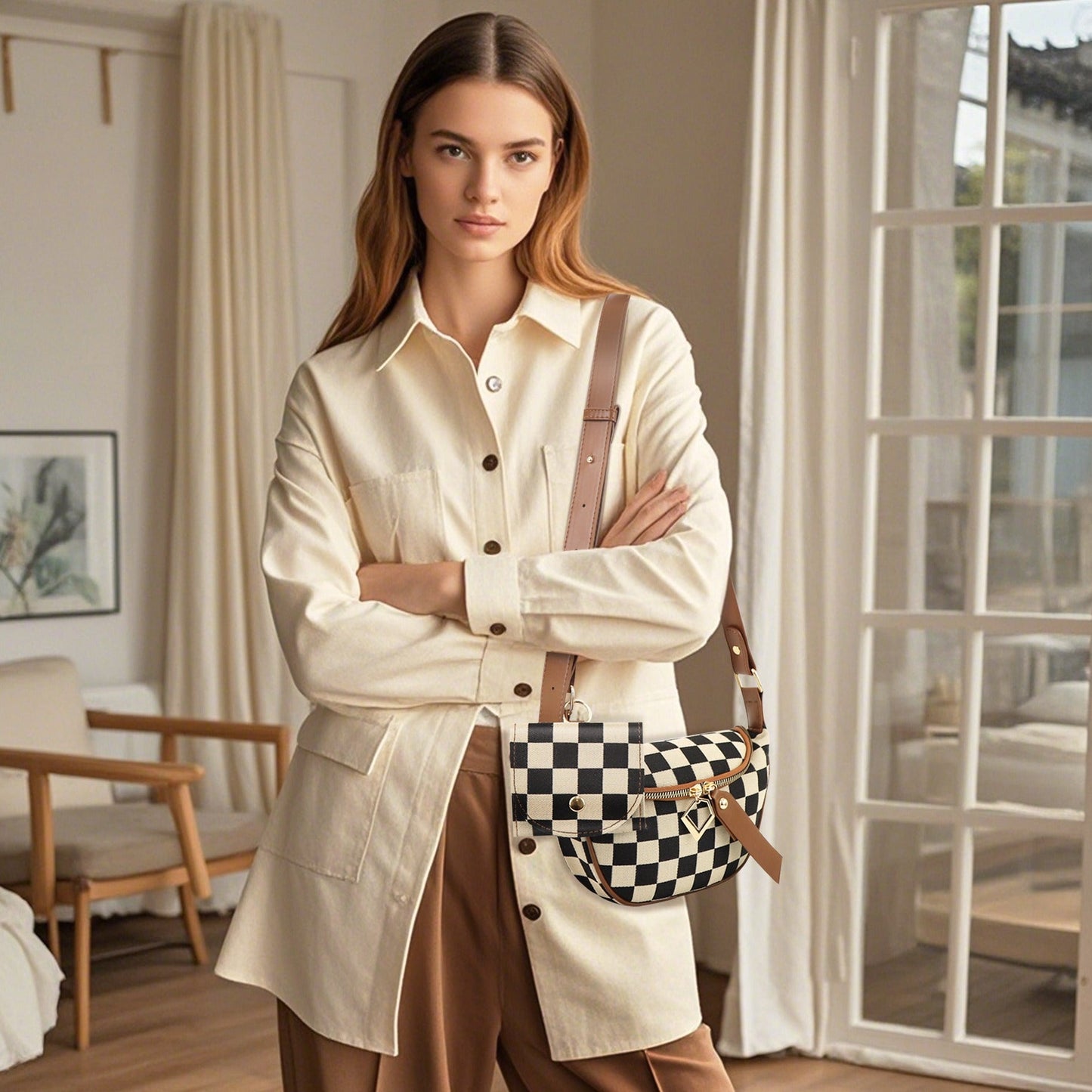 Versatile Checkerboard Chest Bag – Fashion Plaid Waist Bag, Stylish Messenger Bag & Fanny Pack for Everyday Use -dropshippingabc.com