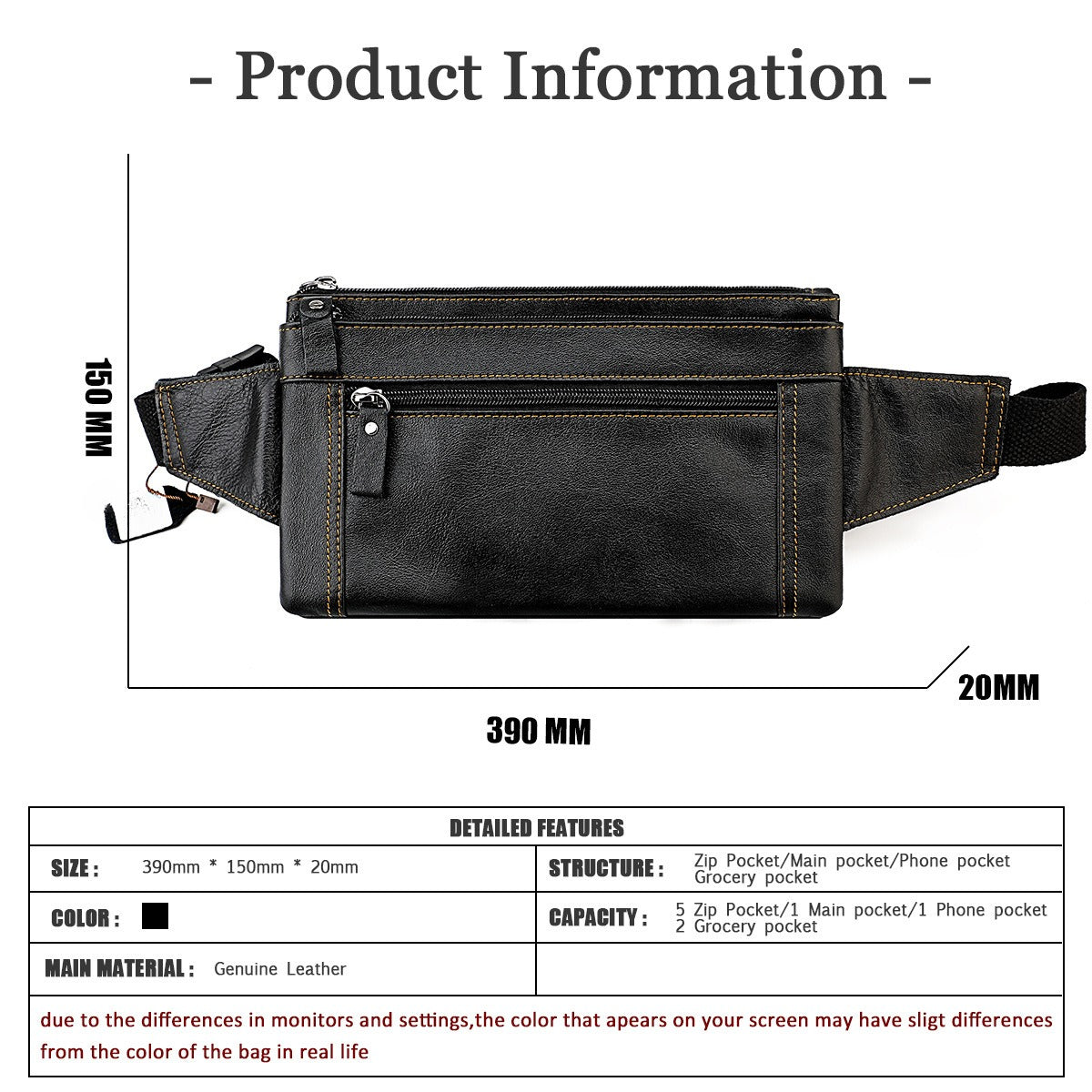 Multifunctional Genuine Leather Chest Bag & Waist Bag for Men and Women – Fanny Pack for Travel, Sports, Running, and Holidays with Multiple Pockets -dropshippingabc.com