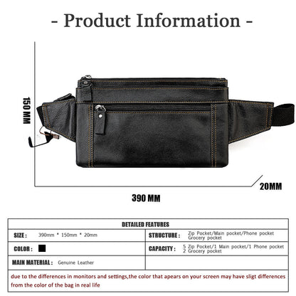 Multifunctional Genuine Leather Chest Bag & Waist Bag for Men and Women – Fanny Pack for Travel, Sports, Running, and Holidays with Multiple Pockets -dropshippingabc.com