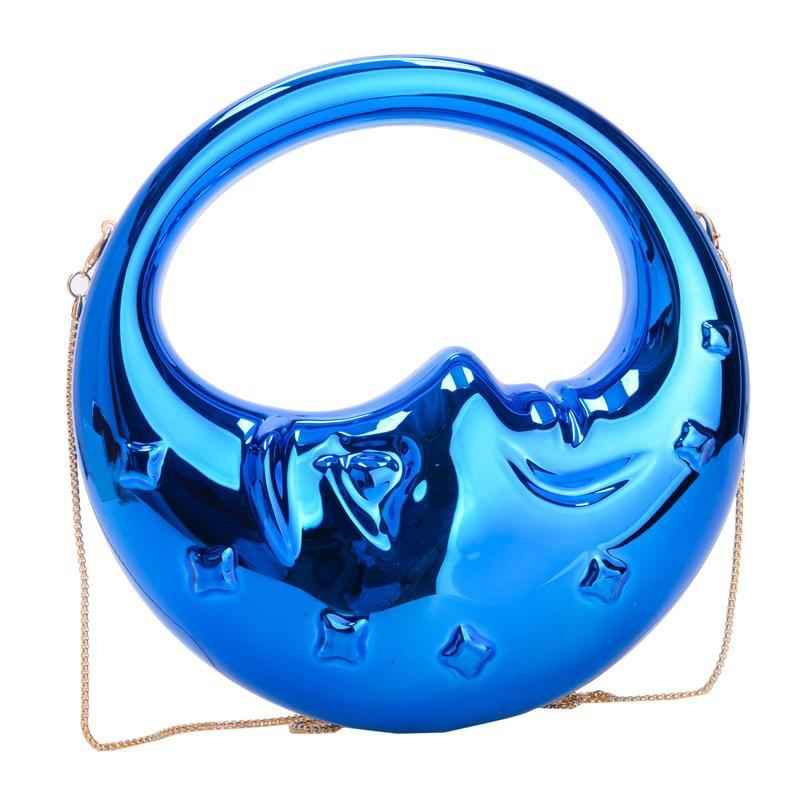 Moon Shape Acrylic Evening Bag - Unique Crescent Design Party Clutch Purse with Chain