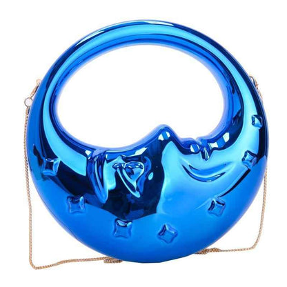 Moon Shape Acrylic Evening Bag - Unique Crescent Design Party Clutch Purse with Chain