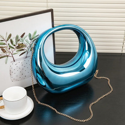 Acrylic Evening Clutch Purse - Gold & Silver Wedding Prom Bag with Chain, Stylish Makeup Clutch Box for Parties -dropshippingabc.com