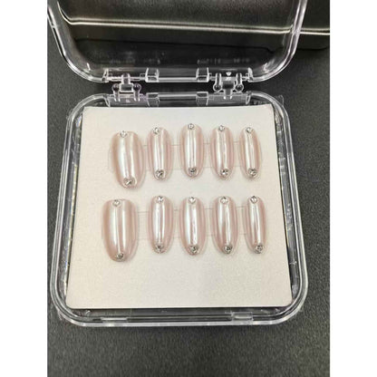 Solid Cream Color Handmade press on nails fake nails removable Handmade Drawing Nails