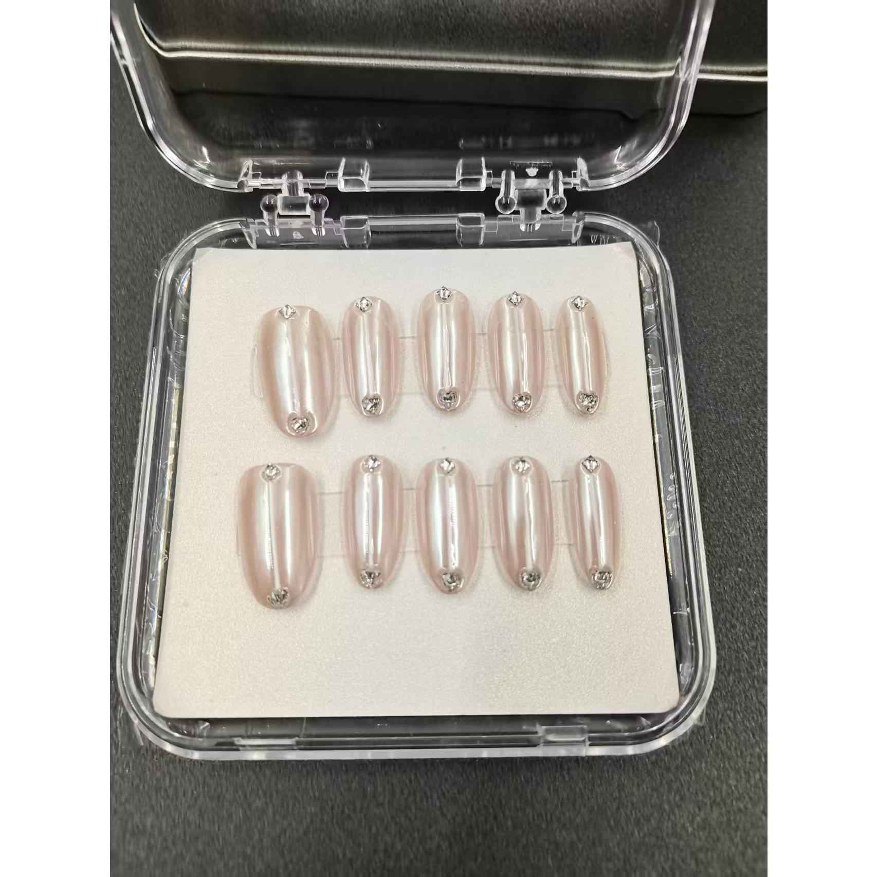 Ivory Cream Solid Color Press On Nails - Short Square Elegant Fake Nails with Glue Kit #1038