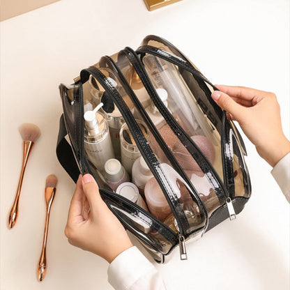 Transparent PVC Makeup Bag with Wet-Dry Separation - Double Layer Waterproof Travel Toiletry Organizer -dropshippingabc.com