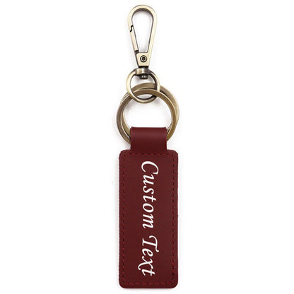 Custom Keychain, Personalized keychains, Real Leather Key Chain Holder Engrave Name Text, Customized Gifts for Men Women -dropshippingabc.com