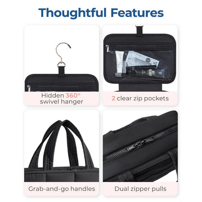 Travel Toilet Bag with Jewelry Storage - Hanging Toilet Bag & Fluffy Cosmetic Bag with Compartments -dropshippingabc.com