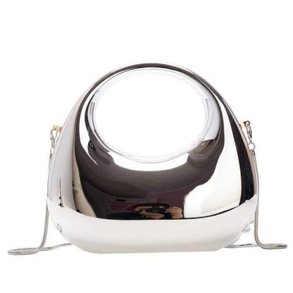Acrylic Clutch Purse with Oval Bottom & Metal Top Handle - Versatile Chain Strap Evening Bag for Dinner & Parties