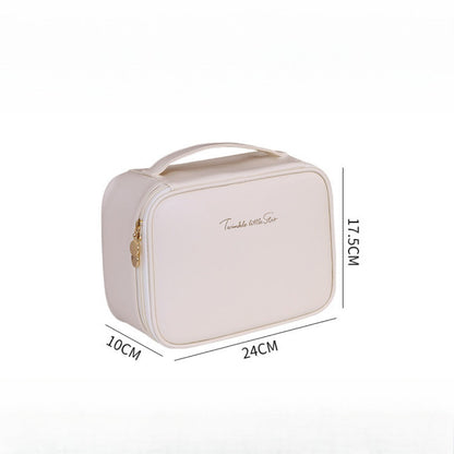 Makeup Bag with 6 Compartments | Large Capacity Travel Organizer with Brush Holder -dropshippingabc.com