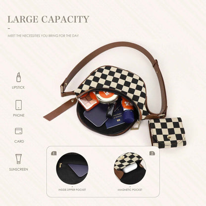Checkerboard Chest Bag - Fashion Plaid Waist Bag & Messenger Fanny Pack for Everyday Use