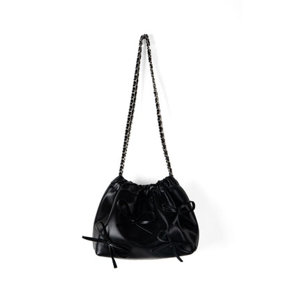 Bow Detail Soft Leather Crossbody Bag - Versatile Commuter Chain Shoulder Bag for Spring Fashion -dropshippingabc.com