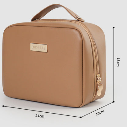 PU Square Makeup Bag - Large Capacity Portable Cosmetic Organizer with Compartments for Travel -dropshippingabc.com