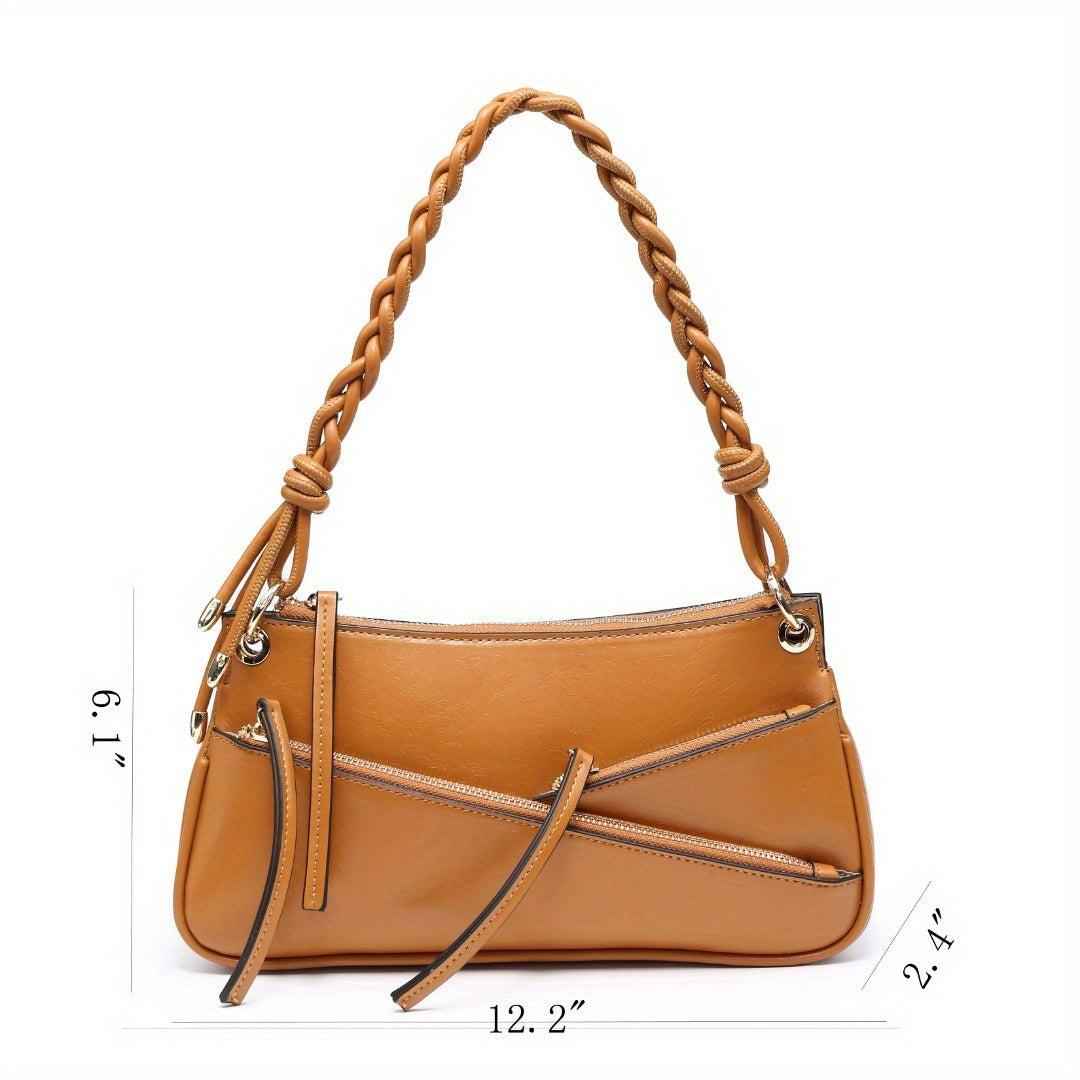 Small Shoulder Bag with Unique Handmade Woven Handle - Artisan Crafted Crossbody Purse