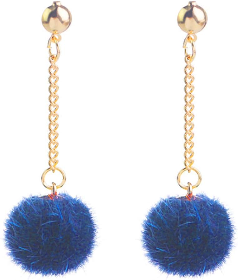 Faux Fur Pom Pom Tassel Drop Dangle Earrings Set -dropshippingabc.com