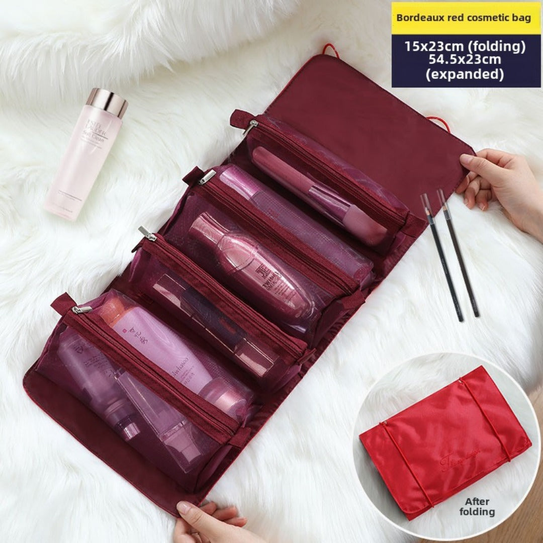 4-in-1 Convertible Makeup Bag - Large Capacity Travel Toiletry Organizer with Detachable Compartments -dropshippingabc.com