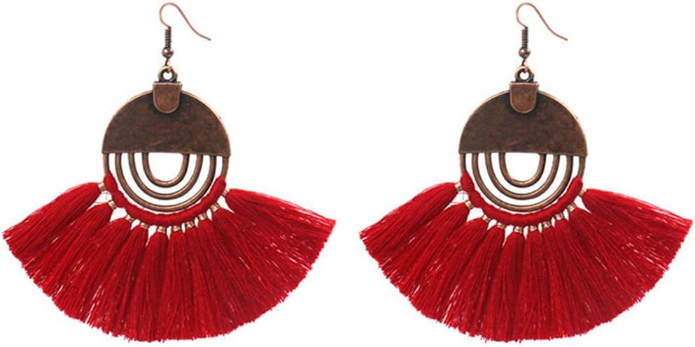 Faux Fur Pom Pom Tassel Drop Dangle Earrings Set -dropshippingabc.com