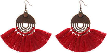 Faux Fur Pom Pom Tassel Drop Dangle Earrings Set -dropshippingabc.com