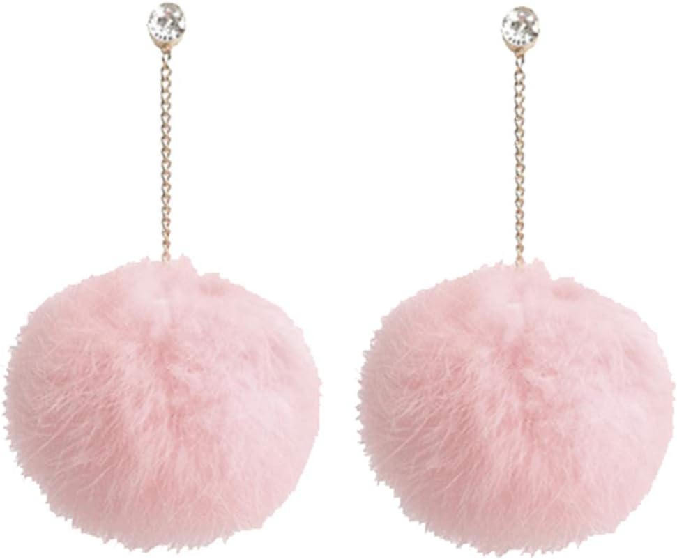 Faux Fur Pom Pom Tassel Drop Dangle Earrings Set -dropshippingabc.com