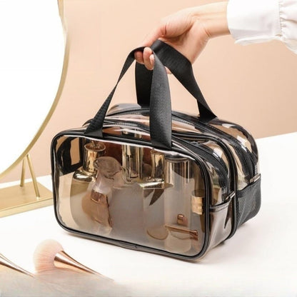 Transparent PVC Makeup Bag with Wet-Dry Separation - Double Layer Waterproof Travel Toiletry Organizer -dropshippingabc.com