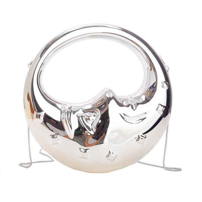 Moon Shape Acrylic Evening Bag - Unique Crescent Design Party Clutch Purse with Chain