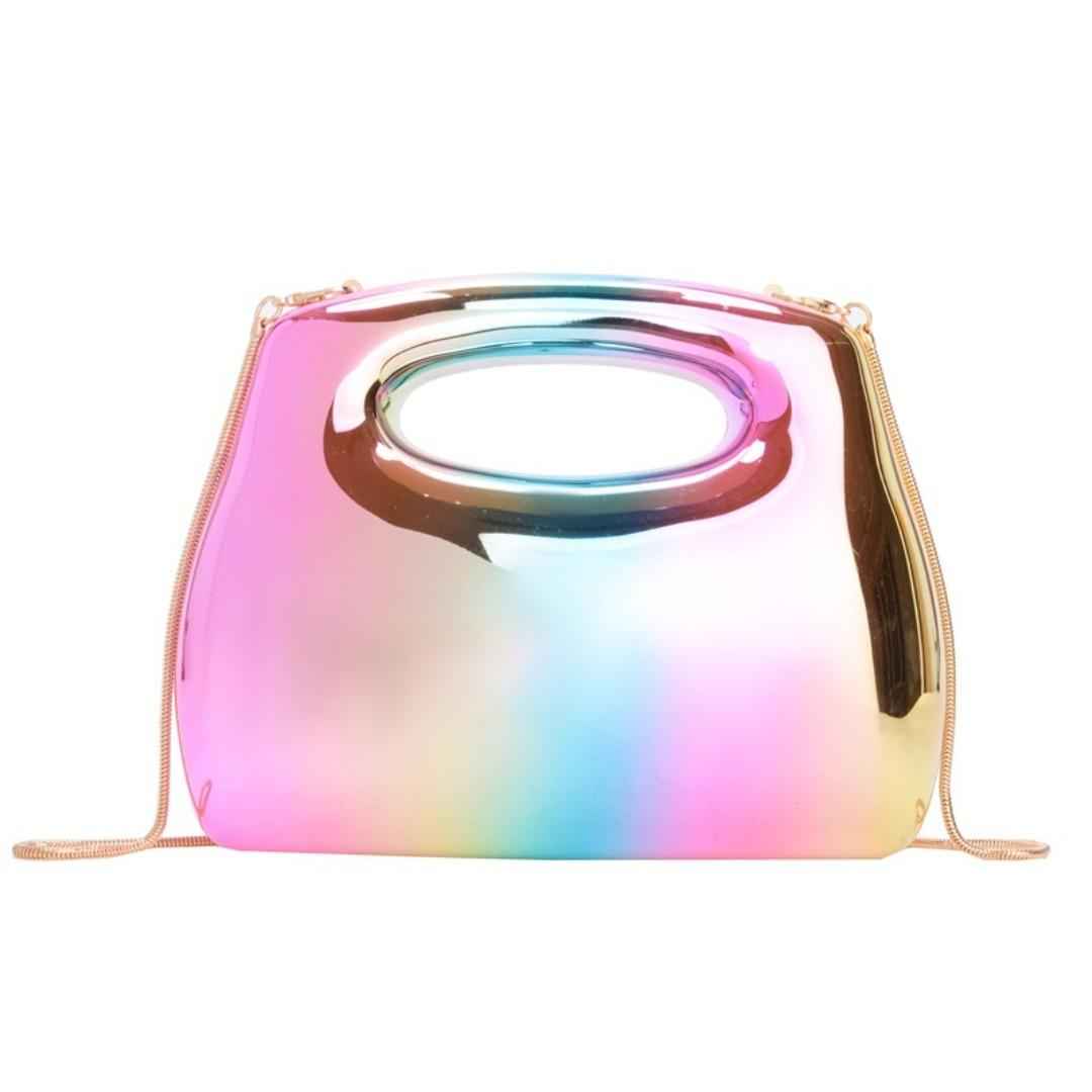 Square Box Acrylic Clutch Bag - Metal Frame Crossbody Evening Purse for Party & Dinner