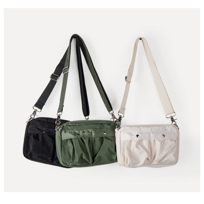 Women's Pleated Nylon Crossbody Bag - Small Square Shoulder Purse with Front Pockets -dropshippingabc.com