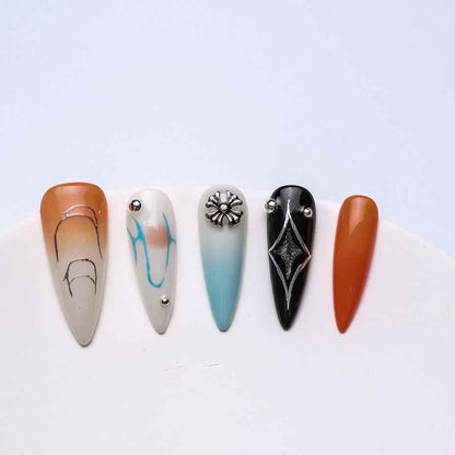 Handmade Reusable Press on Nails - Customizable False Nails for Nail Art Wear 1064
