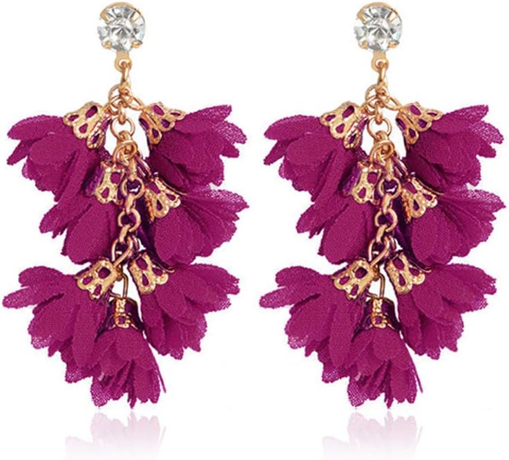 Faux Fur Pom Pom Tassel Drop Dangle Earrings Set