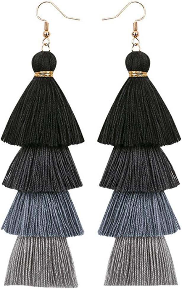 Faux Fur Pom Pom Tassel Drop Dangle Earrings Set -dropshippingabc.com