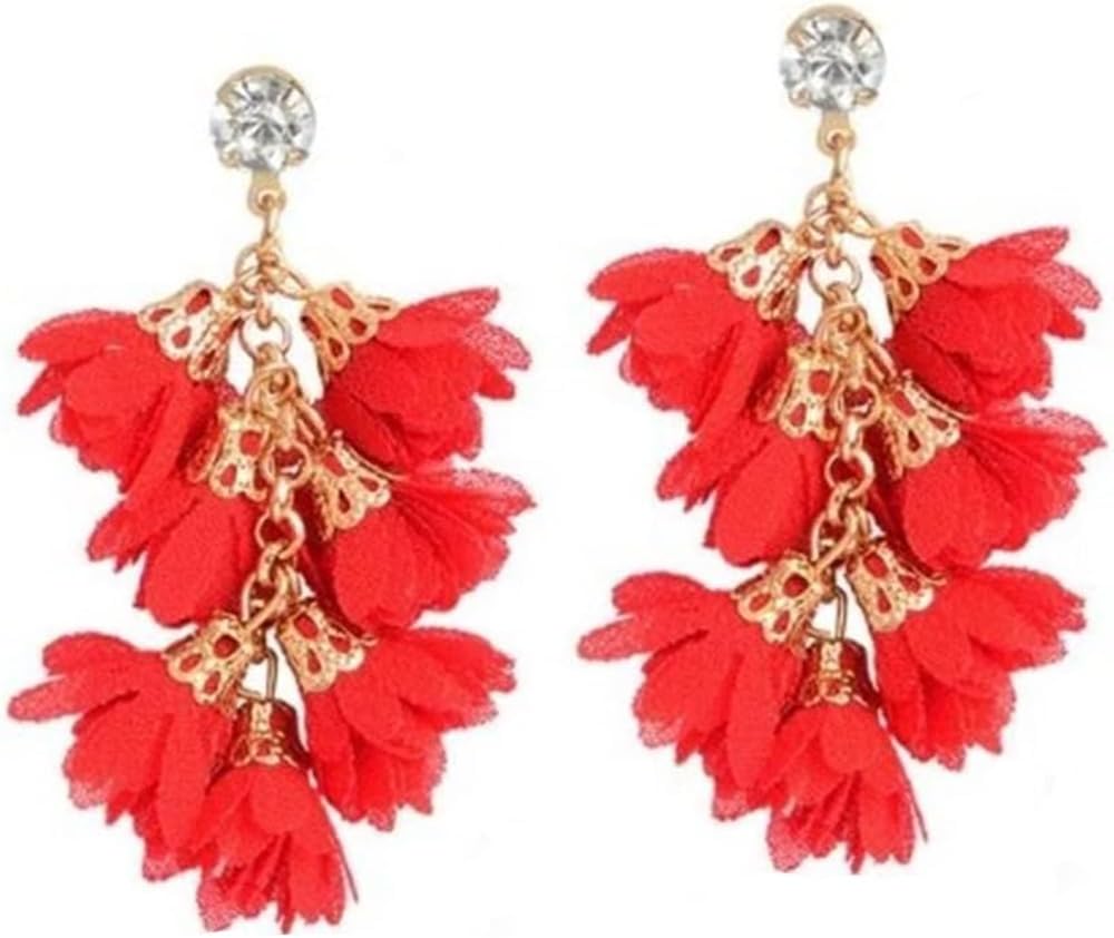 Faux Fur Pom Pom Tassel Drop Dangle Earrings Set
