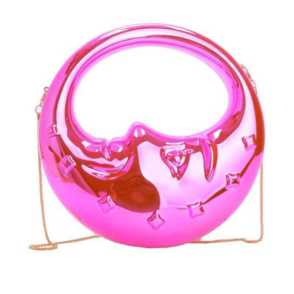 Moon Shape Acrylic Evening Bag - Unique Crescent Design Party Clutch Purse with Chain