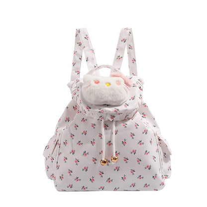 Cute Floral Canvas Backpack for Girls & Teens - Small Versatile School Bag for Daily Commute -dropshippingabc.com