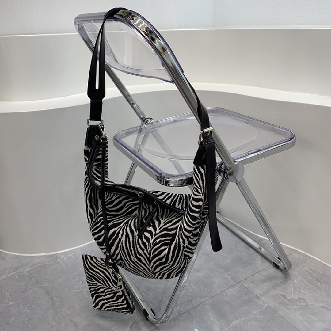 Zebra Pattern Slouch Purse - Large Capacity 2-in-1 Crossbody Hobo Bag for Women -dropshippingabc.com